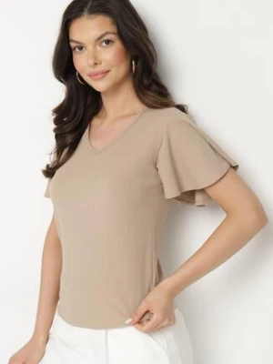 Ciemnobeżowa Bluzka z Szerokimi Rękawami Sunevia glo-story