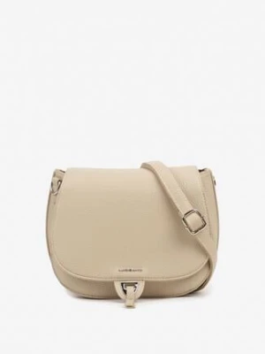 Ciemnobeżowa Dwukomorowa Torebka Listonoszka z Ozdobną Klapą Redavinae luigisanto