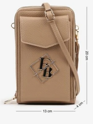 Ciemnobeżowa Dwukomorowa Torebka Portfel z Metalicznym Logo Reniffia hangfan