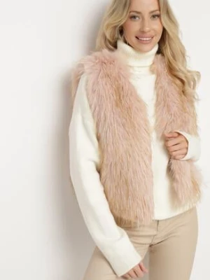 Ciemnobeżowa Kamizelka Futrzana Bez Zapięć Loreti lovery