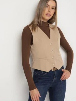 Ciemnobeżowa Kamizelka na Guziki Aeralindra bisou's project