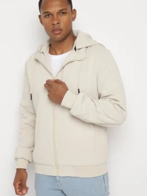 Ciemnobeżowa Kurtka Bomberka z Kapturem Zakończona Ściągaczami i Troczkami Evianes