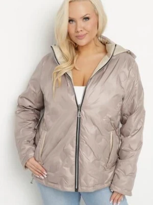 Ciemnobeżowa Kurtka Dwustronna z Odpinanym Kapturem Frolbia bh forever