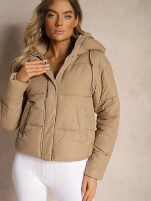 Ciemnobeżowa Kurtka Pikowana Puffer z Kapturem Mivvia jstyle