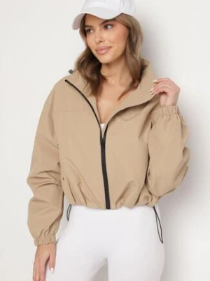 Ciemnobeżowa Kurtka Wiatrówka o Kroju Oversize Natilessa ann gissy