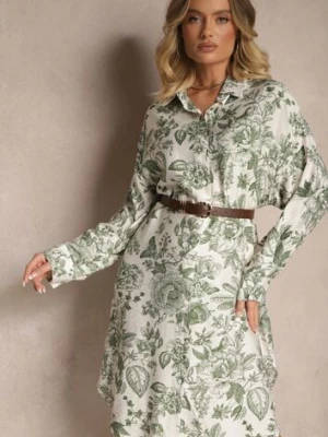 Zielona Kwiatowa Koszulowa Sukienka z Wiskozy Lisvesia maja studio