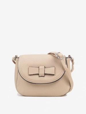 Ciemnobeżowa Mała Torebka Listonoszka Zdobiona Kokardą Nalieve francis