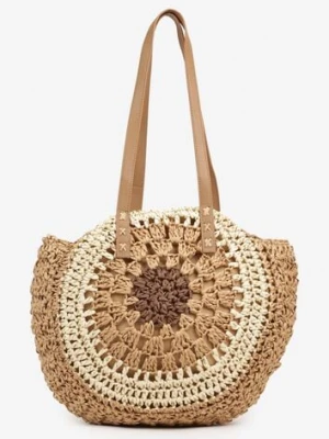 Ciemnobeżowa Pleciona Torebka w Stylu Boho Ulofina