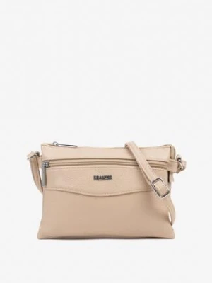 Ciemnobeżowa Prostokątna Torebka Listonoszka z Suwakiem Izema francis