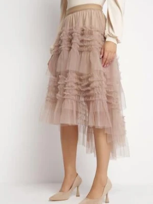 Ciemnobeżowa Rozkloszowana Spódnica Tiulowa Worlett elsa.m by may