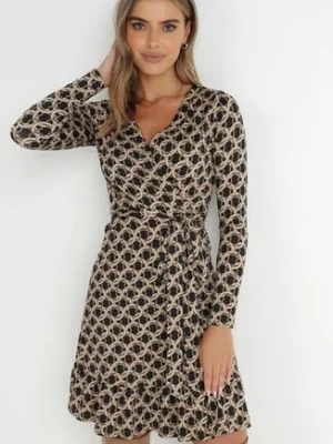 Ciemnobeżowa Sukienka Kopertowa Nifi by swan