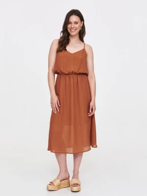 Ciemnobeżowa sukienka na ramiączkach Top Secret
