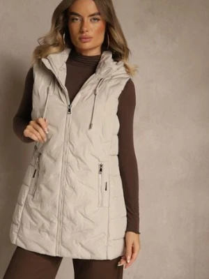 Ciemnobeżowa Taliowana Kamizelka Przejściowa z Kapturem Olepia romee's