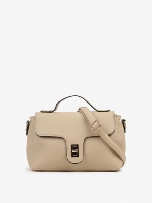 Ciemnobeżowa Torebka Listonoszka Ozdobiona Klapą Ponavia fashion&bags