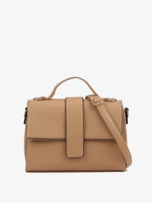 Ciemnobeżowa Torebka Listonoszka z Geometryczną Klapą Efariella caely