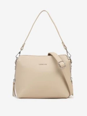 Ciemnobeżowa Torebka Listonoszka z Ozdobnym Napisem Redavelle luigisanto