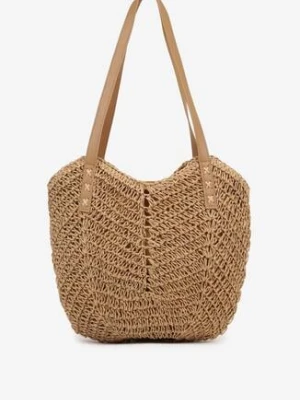 Ciemnobeżowa Torebka na Ramię z Plecionki w Stylu Boho Liramirae