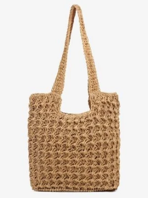 Ciemnobeżowa Torebka Plażowa Typu Shopper w Stylu Boho Galira