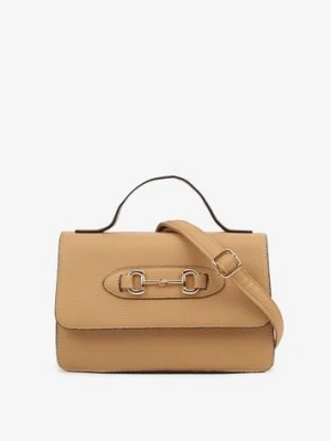 Ciemnobeżowa Torebka Prostokątna w Typie Listonoszki z Paskiem Regulowanym Naniviia fashion&bags