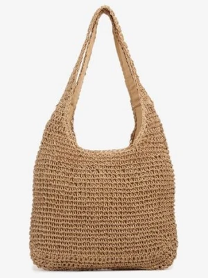 Ciemnobeżowa Torebka Typu Shopper z Plecionki Felevera