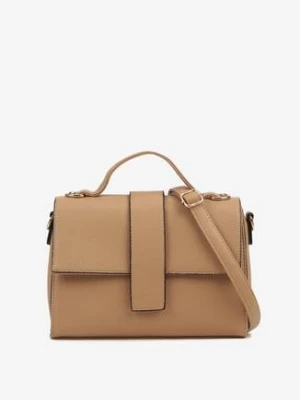 Ciemnobeżowa Torebka w Stylu Listonoszki z Ozdobną Klapą Efathrina caely