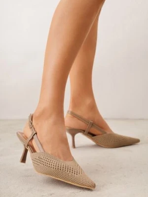 Ciemnobeżowe Ażurowe Sandały na Szpilce Slingback Erilise sergio todzi