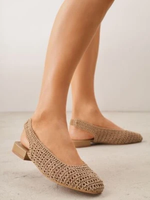Ciemnobeżowe Balerinki Slingback VICES z Cholewką z Plecionki Lilinova