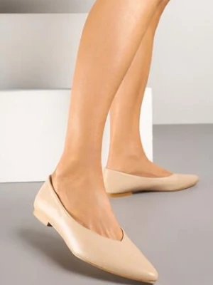 Ciemnobeżowe Balerinki Vices z Migdałowym Noskiem Neomaria