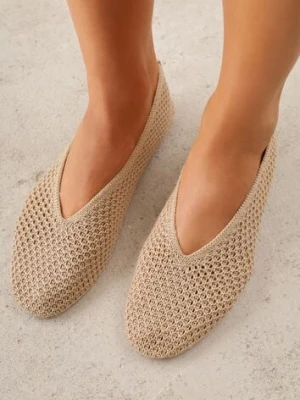 Ciemnobeżowe Balerinki VICES z Plecioną Cholewką Mahala