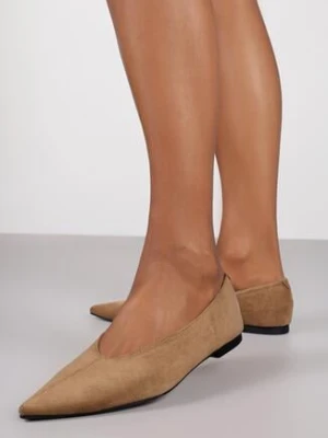 Ciemnobeżowe Balerinki Vices ze Szpiczastym Noskiem Cariette