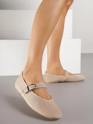 Ciemnobeżowe Balerinki w Stylu Mary Jane Urifiel