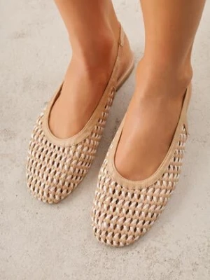 Ciemnobeżowe Baleriny z Odkrytą Piętą i Plecioną Cholewką Elledra ideal