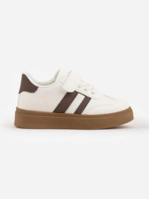 Ciemnobeżowe Buty Sportowe Sneakersy w Stylu Kultowych Tenisówek na Rzep Lioana