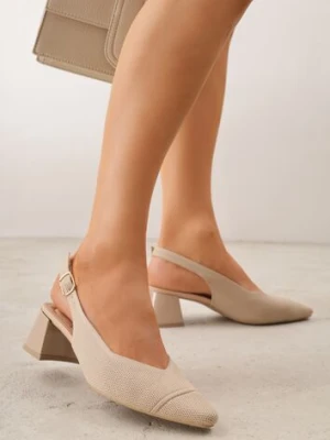Ciemnobeżowe Czółenka VICES Soft Fit Slingback na Lakierowanym Słupku z Elastyczną Cholewką Comfort Coromenis