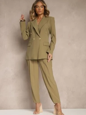 Ciemnobeżowe Eleganckie Modalowe Spodnie Garniturowe High Waist Mavilisse