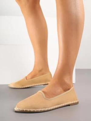 Ciemnobeżowe Espadryle Balerinki z Ozdobnymi Przeszyciami Firavione lavie