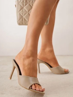 Ciemnobeżowe Klapki z Wyciętą Cholewką Glyserris pallika paris