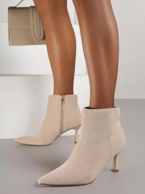 Ciemnobeżowe Klasyczne Botki Vices na Szplice z Dopasowaną Cholewką Ravindra