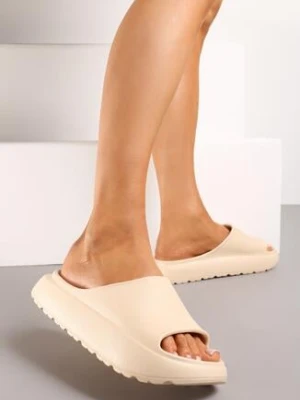 Ciemnobeżowe Klasyczne Klapki na Grubej Podeszwie Ivrilia happy socks