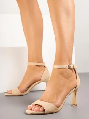 Beżowe Klasyczne Sandały Vices na Szpilce Nitania