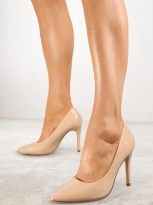 Ciemnobeżowe Klasyczne Szpilki Vices Lakierowane ze Skórzaną Wkładką Soinna