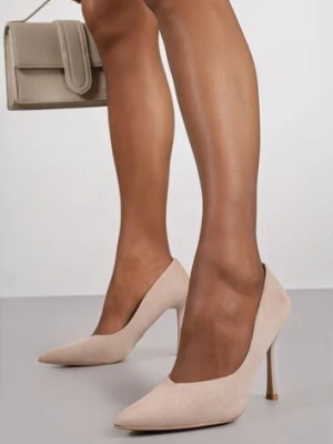 Ciemnobeżowe Klasyczne Szpilki Vices z Wkładką ze Skóry Naturalnej Alondie