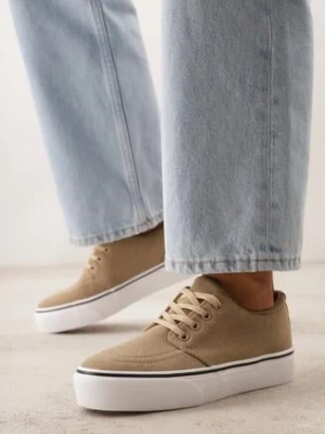 Ciemnobeżowe Klasyczne Tenisówki z Ozdobnym Paskiem przy Podeszwie Ranora seastar