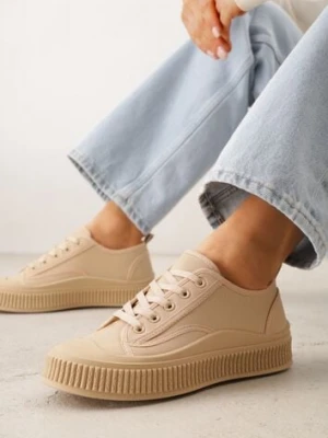 Ciemnobeżowe Klasyczne Trampki na Żłobionej Podeszwie Levanatia ballada