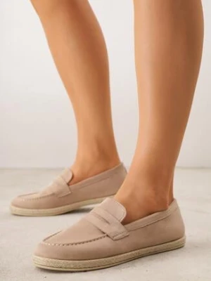 Ciemnobeżowe Mokasyny Ozdobione Plecionką Fennata ballada