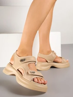 Ciemnobeżowe Sandały Chunky na Grubej Podeszwie Tersekia seastar