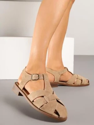 Ciemnobeżowe Sandały Gladiatorki Zapinane na Sprzączkę Kolarisea ideal