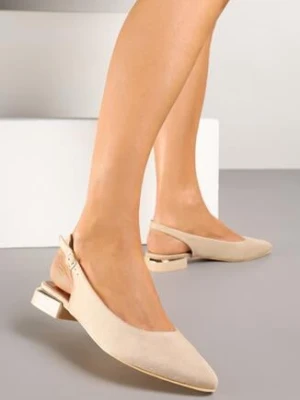 Ciemnobeżowe Sandały Slingback Vices z Metaliczną Aplikacją przy Obcasie Ediriella