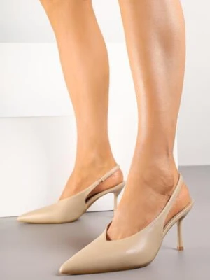 Ciemnobeżowe Sandały Vices na Szpilce z Noskiem w Szpic Tilvianea