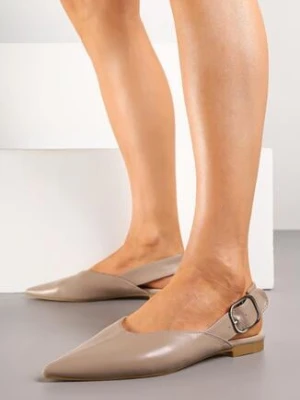 Ciemnobeżowe Sandały Vices z Odkrytą Piętą i Klamrą Nirarelle